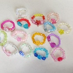 キッズ ビーズ アクセサリー☆指輪 15個セット 子供 アクリル