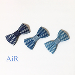 2コセット♡デニムストライプリボンのシリコンヘアゴムセット for KIDS&BABY