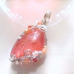 インカローズペンダント（ワイヤーアートジュエリー☆ワイヤーアクセサリー☆ワイヤーラッピング天然石ネックレス）