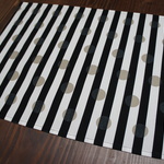 ～40cm×50cm【サイズオーダー】ランチョンマット(水玉つきのストライププリント(黒グレー))