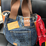 デニムバルーンバック トートバッグ  ビンテージ リメイク ハンドメイド