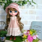 No.1180 パウダーピンクのワンピと羽織もののセットアップ