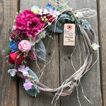 母の日 アーティフィシャルフラワー カーネーション 天然ツル ドライ リース