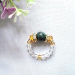 💠エメラルド、シトリン、水晶の天然石指輪　