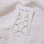 ハートの3連ピアス/イヤリング