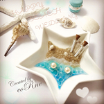 再販×2＊流れ着いたガラスボトルに未来への手紙を入れて…  ”BEACH WEDDING” パールのリングピロー 指輪置き