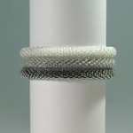 Bead Crochet Bangle White Silver Black ビーズクロッシェ バングル ホワイト シルバー ブラック 3本セット