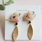 【オーダー品】かすみ草と紫陽花のピンク×ネイビーイヤリング・ピアス