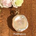 淡水パールのコインシェイプペンダントトップ