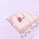 ハートのフォークリング♡スワロフスキー使用