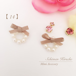【 14 】リボン×パールリース*. イヤリング / ピアス