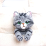 ポケットからハロー！猫ブローチ　アメショ☆羊毛