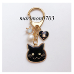 名前入り♡セミオーダー♡黒猫キーホルダー
