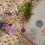 *リバティ*布シール☆お花ボタン型【50枚set】