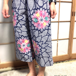 浴衣のステテコ風パンツ*ピンク花/着物リメイク