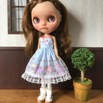 ワンピ水色 ブライス リカちゃんサイズ