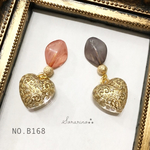 No.B168上品な♛︎ クリアハート×ひし形ビーズ ピアス / イヤリング