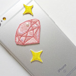 ●100カラットの宝石 ピンクダイヤモンド●２WAY 刺繍デコレーションステッカー＆アイロンワッペン アップリケ スマホケースにも