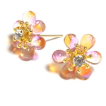 透き通るお花のピアス/イヤリング(オレンジ×ピンク)