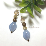 300円☆オーバル(ブルー)☆メロンクリアのピアス/イヤリング