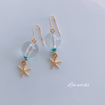 クリアビーズ×天然ターコイズピアス