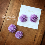 △パープルビーズピアス△