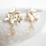 フローリッシュ・ハニーイエロー・クォーツ・ピアス ~ honey yellow ~