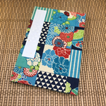 青色系 花模様 和柄/御朱印帳【中】