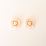 ☆15日20時出品☆ダブルフリルフラワーピアス（イヤリング）ピンク