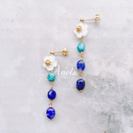 ［order］ターコイズ&ラピスラズリとFlower shellのピアス