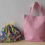 ト－トバッグ＆巾着袋のセット　（レッド＆ブル－）