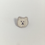 しろくまの顔 刺繍ブローチ
