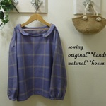 natural*(LL)春～♪襟付チェックブラウス