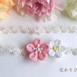 ベビーヘアバンド♡薄ピンクのお花 お宮参り お食い初め