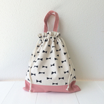 SALE 2260円→1980円 35×30＊Ribbon×coral pink✳︎体操着袋✳︎着替え袋（大）✳︎シューズバッグ✳︎