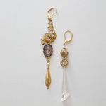 Vintage glass cabochon asymmetry　pierce（earring)