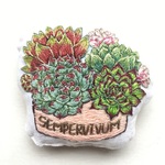 センぺルビウム寄せ植え刺繍ブローチ(チャーム変更可)