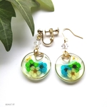 中がハート♥️もっと小さめ押し花レジンのフープピアス、イヤリング