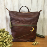 こむぎ様オーダー品＊ビンテージ・ブラウンのmoonリュック🌙(largeサイズ)