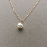✨シンプル✨淡水パールひと粒ネックレス☆14kgf