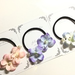 紫陽花とパールのヘアゴム