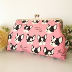 ◆【入荷！】【再販11】フェイスフレブルのがま口ポーチ*ピンク*フレンチブルドッグ*犬*アニマル*ペット*動物*旅行やプレゼントにも◆