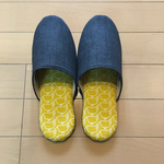 デニム&北欧生地ルームシューズMサイズバード