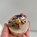 紫陽花と猫 紫&ピンク