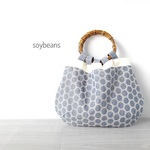 【d08****様ご予約品】バンブー持ち手×サークル刺繍×白◇小ぶりなバッグ
