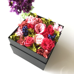 ★Flower Box★プリザーブドフラワーボックス☆レッド×ネイビーMサイズ