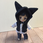 猫耳パーカー ダークグレー×白