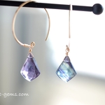 14kgf フローライト バイカラー フープ 天然石ピアス