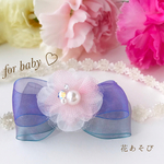 ベビーヘアバンド♡パープル×薄ピンク リボン