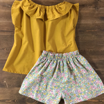 NEW110㎝小花柄キュロット♡えりフリルブラウスセットアップ